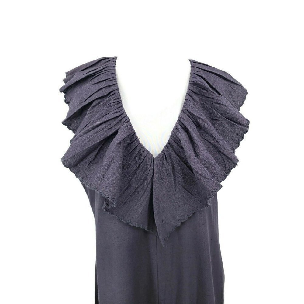 New Maria Stanley Grey Ruffle Romper Womens M Anthropologie Cropped Wide Leg — image 6 of 8